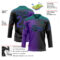 Custom Black Purple-Teal Gradient Fashion Hockey Lace Neck Jersey