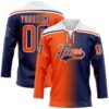 Custom Navy Orange-White Gradient Fashion Hockey Lace Neck Jersey