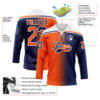 Custom Navy Orange-White Gradient Fashion Hockey Lace Neck Jersey