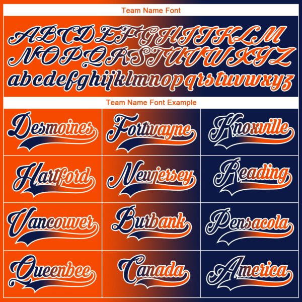 Custom Navy Orange-White Gradient Fashion Hockey Lace Neck Jersey