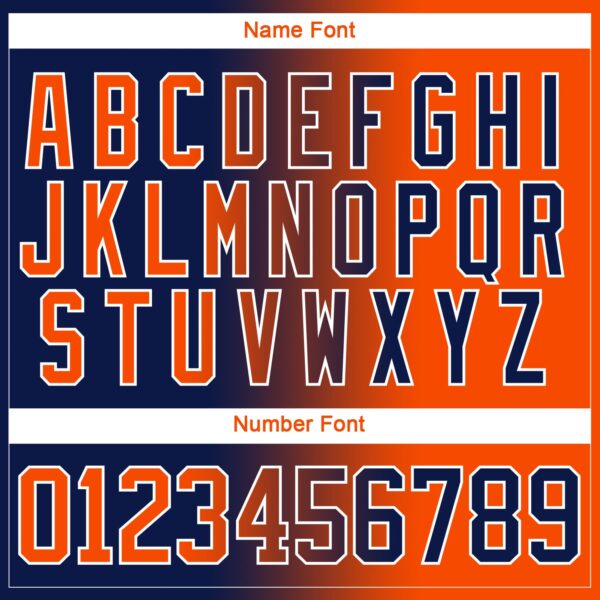 Custom Navy Orange-White Gradient Fashion Hockey Lace Neck Jersey