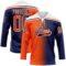 Custom Navy Orange-White Gradient Fashion Hockey Lace Neck Jersey