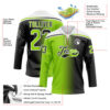 Custom Black Neon Green-White Gradient Fashion Hockey Lace Neck Jersey
