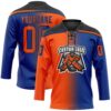 Custom Royal Orange-Black Gradient Fashion Hockey Lace Neck Jersey
