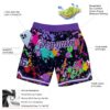 Custom Graffiti Pattern Purple-White 3D Splashes Authentic Basketball Shorts
