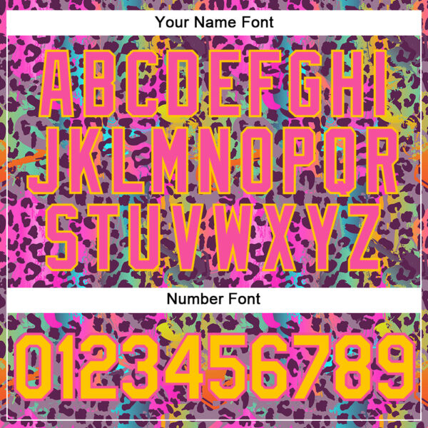 Custom Graffiti Pattern Gold-Pink 3D Colorful Leopard Authentic Baseball Jersey