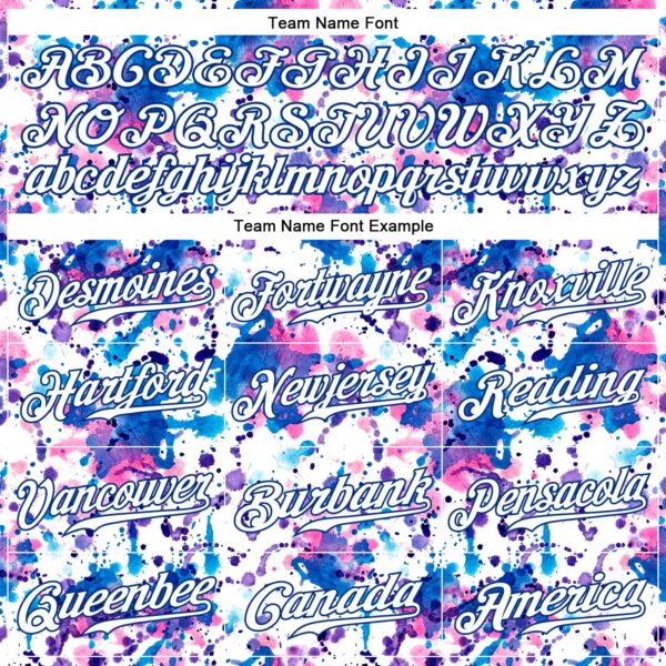 Custom Graffiti Pattern White-Royal 3D Abstract Watercolor Authentic Baseball Jersey