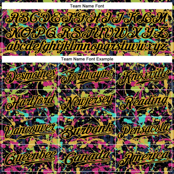 Custom Graffiti Pattern Black-Gold 3D Grunge Shabby Authentic Baseball Jersey