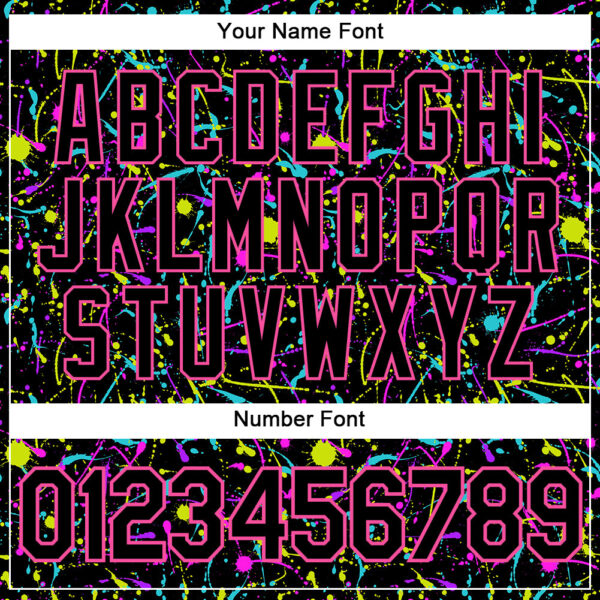 Custom Graffiti Pattern Black-Pink 3D Neon Splatter Performance T-Shirt