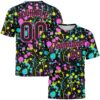 Custom Graffiti Pattern Black-Pink 3D Neon Splatter Performance T-Shirt