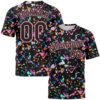Custom Graffiti Pattern Black-Medium Pink 3D Expressive Splatter Performance T-Shirt