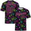 Custom Graffiti Pattern Black-Pink 3D Creative Colorful Stars Performance T-Shirt