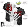 Custom Graffiti Pattern Red-Black 3D Scratch Authentic Baseball Jersey