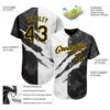 Custom Graffiti Pattern Black-Gold 3D Scratch Authentic Baseball Jersey