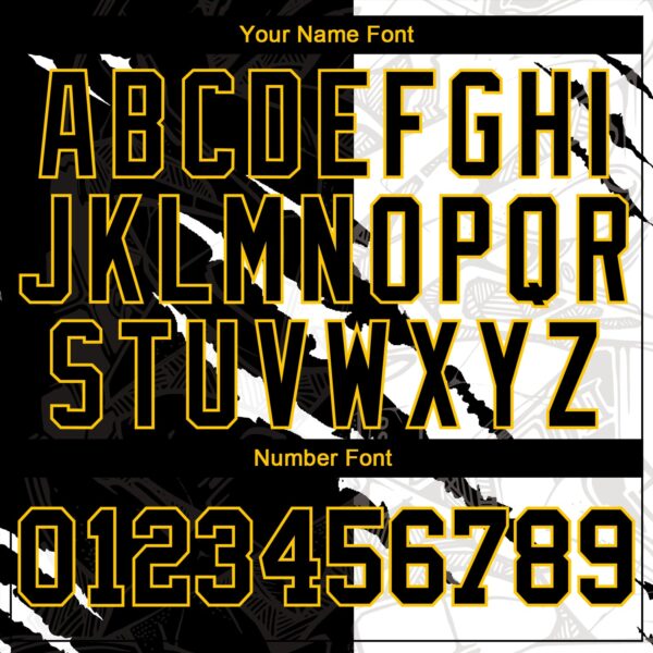 Custom Graffiti Pattern Black-Gold 3D Scratch Authentic Baseball Jersey