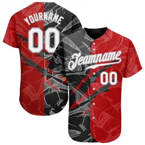 GraffitiP0184 Custom Graffiti Pattern White Black-Gray 3D Scratch Authentic Baseball Jersey