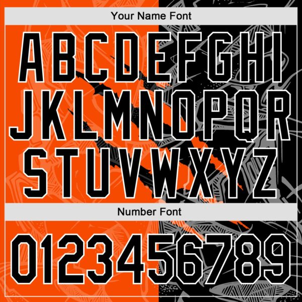 Custom Graffiti Pattern Black-Orange 3D Scratch Authentic Baseball Jersey