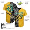 Custom Graffiti Pattern Kelly Green Yellow-Black 3D Scratch Authentic Baseball Jersey