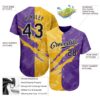 Custom Graffiti Pattern Black Yellow-Purple 3D Scratch Authentic Baseball Jersey
