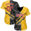 Custom Graffiti Pattern Red Yellow-Black 3D Scratch Authentic Baseball Jersey