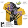 Custom Graffiti Pattern Purple Yellow-Black 3D Scratch Authentic Baseball Jersey