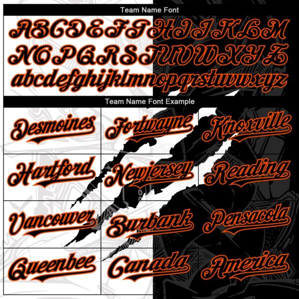 Custom Graffiti Pattern Black-Orange 3D Scratch Authentic Baseball Jersey