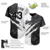 Custom Graffiti Pattern Black-Gray 3D Scratch Authentic Baseball Jersey