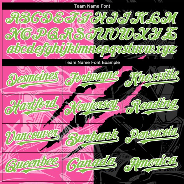 Custom Graffiti Pattern Neon Green Black-Pink 3D Scratch Authentic Baseball Jersey