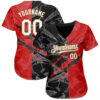 Custom Graffiti Pattern White Red Black-Old Gold 3D Scratch Authentic Baseball Jersey