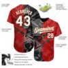 Custom Graffiti Pattern White Red Black-Old Gold 3D Scratch Authentic Baseball Jersey
