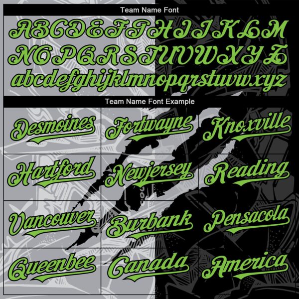 Custom Graffiti Pattern Neon Green Black-Gray 3D Scratch Authentic Baseball Jersey