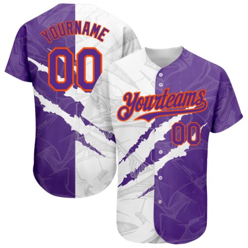 GraffitiP0222 Custom Graffiti Pattern Purple-Orange 3D Scratch Authentic Baseball Jersey