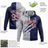 Custom Stitched Graffiti Pattern Gray Navy-Red 3D Scratch Sports Pullover Sweatshirt Hoodie