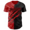 Custom Graffiti Pattern Black-Red 3D Scratch Authentic Baseball Jersey
