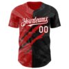 Custom Graffiti Pattern White Black-Red 3D Scratch Authentic Baseball Jersey