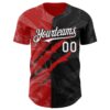 Custom Graffiti Pattern White Black-Red 3D Scratch Authentic Baseball Jersey