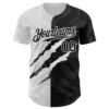 Custom Graffiti Pattern Black-White 3D Scratch Authentic Baseball Jersey
