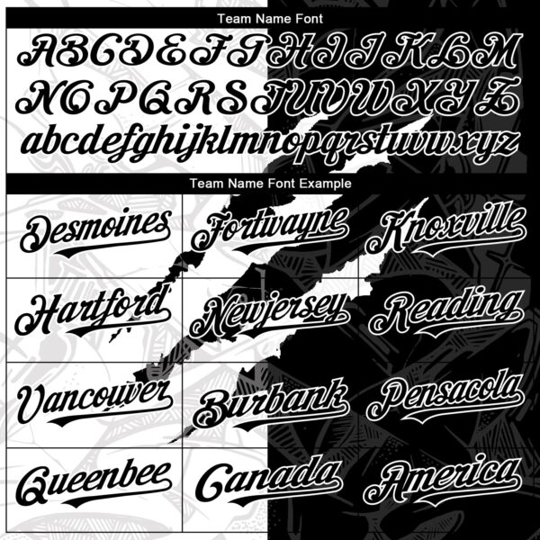 Custom Graffiti Pattern Black-White 3D Scratch Authentic Baseball Jersey