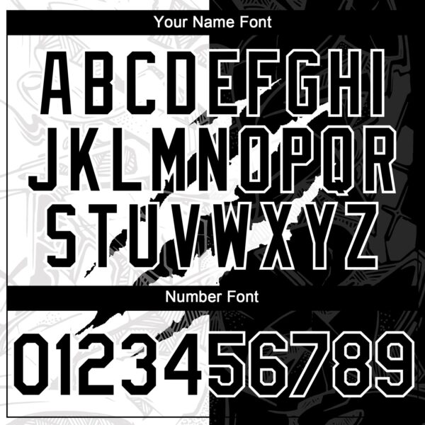 Custom Graffiti Pattern Black-White 3D Scratch Authentic Baseball Jersey