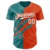 Custom Graffiti Pattern White Orange-Teal 3D Scratch Authentic Baseball Jersey