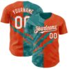 Custom Graffiti Pattern White Orange-Teal 3D Scratch Authentic Baseball Jersey