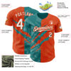Custom Graffiti Pattern White Orange-Teal 3D Scratch Authentic Baseball Jersey