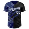 Custom Graffiti Pattern White Black-Royal 3D Scratch Authentic Baseball Jersey