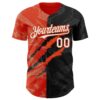 Custom Graffiti Pattern White Black-Orange 3D Scratch Authentic Baseball Jersey