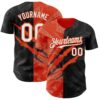 Custom Graffiti Pattern White Black-Orange 3D Scratch Authentic Baseball Jersey