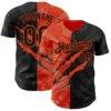 Custom Graffiti Pattern Black-Orange 3D Scratch Authentic Baseball Jersey