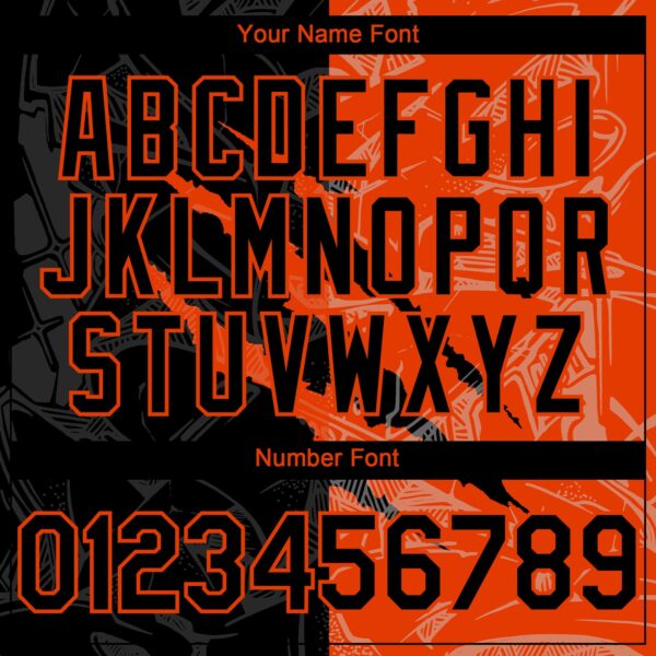 Custom Graffiti Pattern Black-Orange 3D Scratch Authentic Baseball Jersey