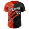 Custom Graffiti Pattern White Black-Orange 3D Scratch Authentic Baseball Jersey