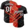 Custom Graffiti Pattern White Black-Orange 3D Scratch Authentic Baseball Jersey