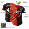 Custom Graffiti Pattern White Black-Orange 3D Scratch Authentic Baseball Jersey